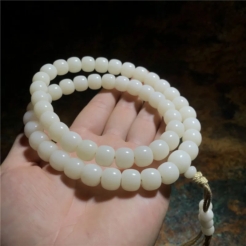 

White Jade Bodhi Root Bracelet Bodhi Root Single Circle Old Barrel Beads Handheld10*9Men's Ornament Crafts Live Broadcast with G