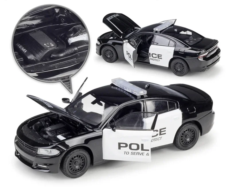 WELLY Diecast 1:24 Scale Model Car 2016 Dodge Charger Pursuit Alloy Racing Car Sports Car Metal Toy Car For Kids Gift Collection