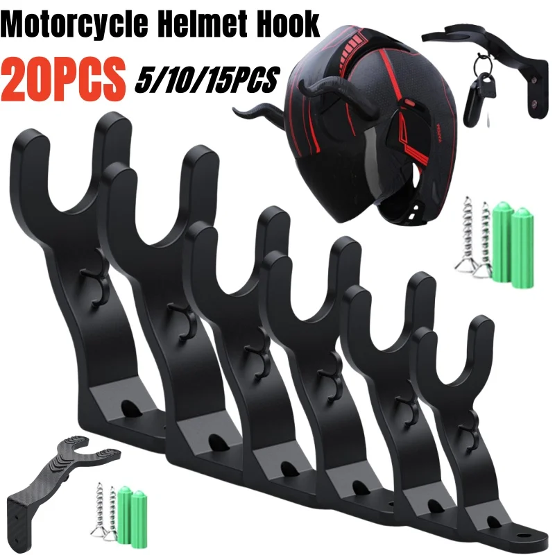 20PCS Motorcycle Helmet Hook Racks Multipurpose Hook Hanger Home Luggage Jacket Holders Kitchen Cabinet Shelf Wall Storage Hooks