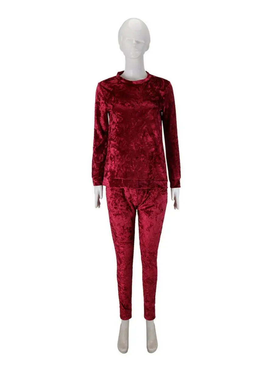 Conjunto Esportivo Casual de Manga Longa para Mulheres Europeias e Americanas, Conjunto de Poliéster Faion para o Inverno c...