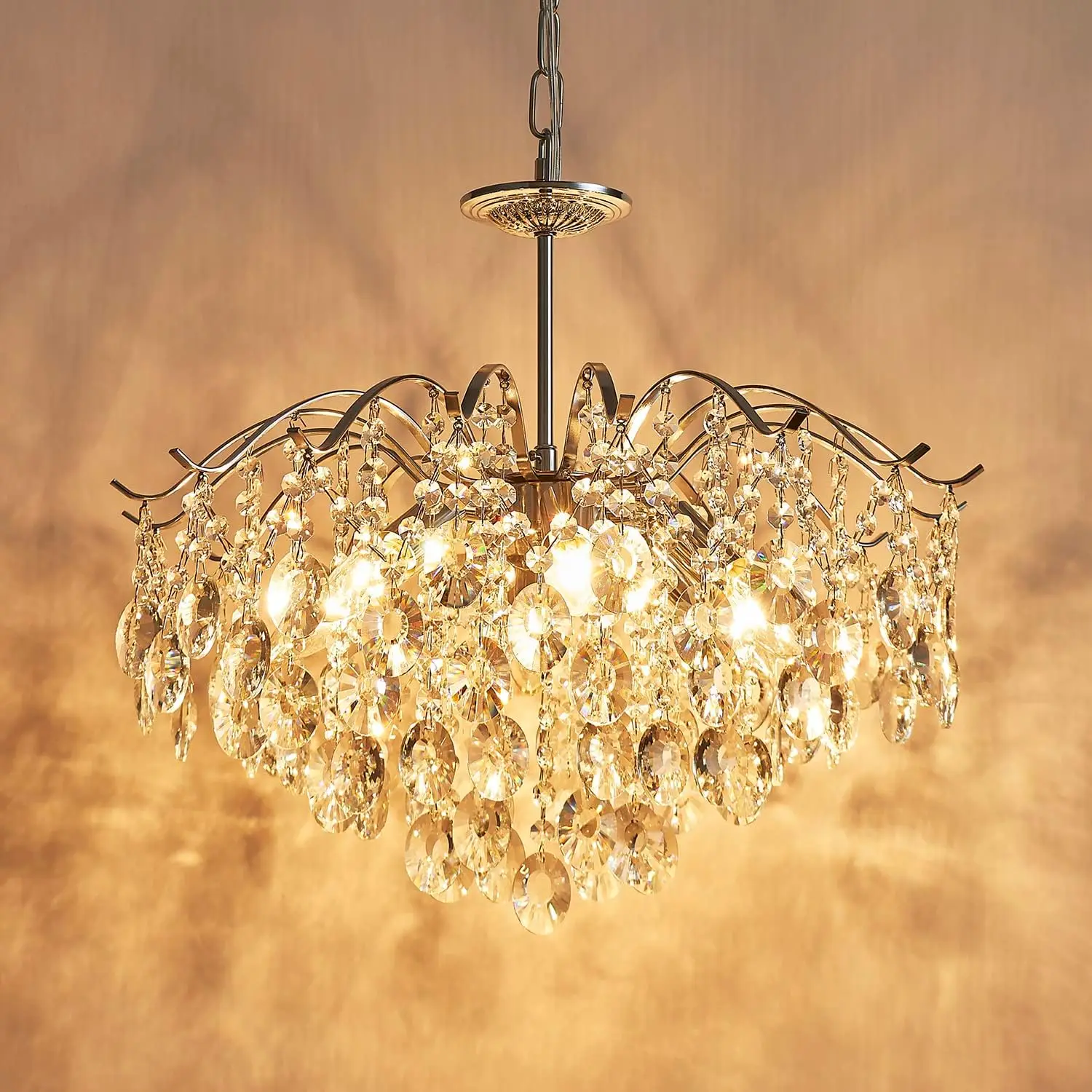 Modern Crystal Chandeliers, Middle Century Modern Design Chandelier Light Fixture for Dining Room