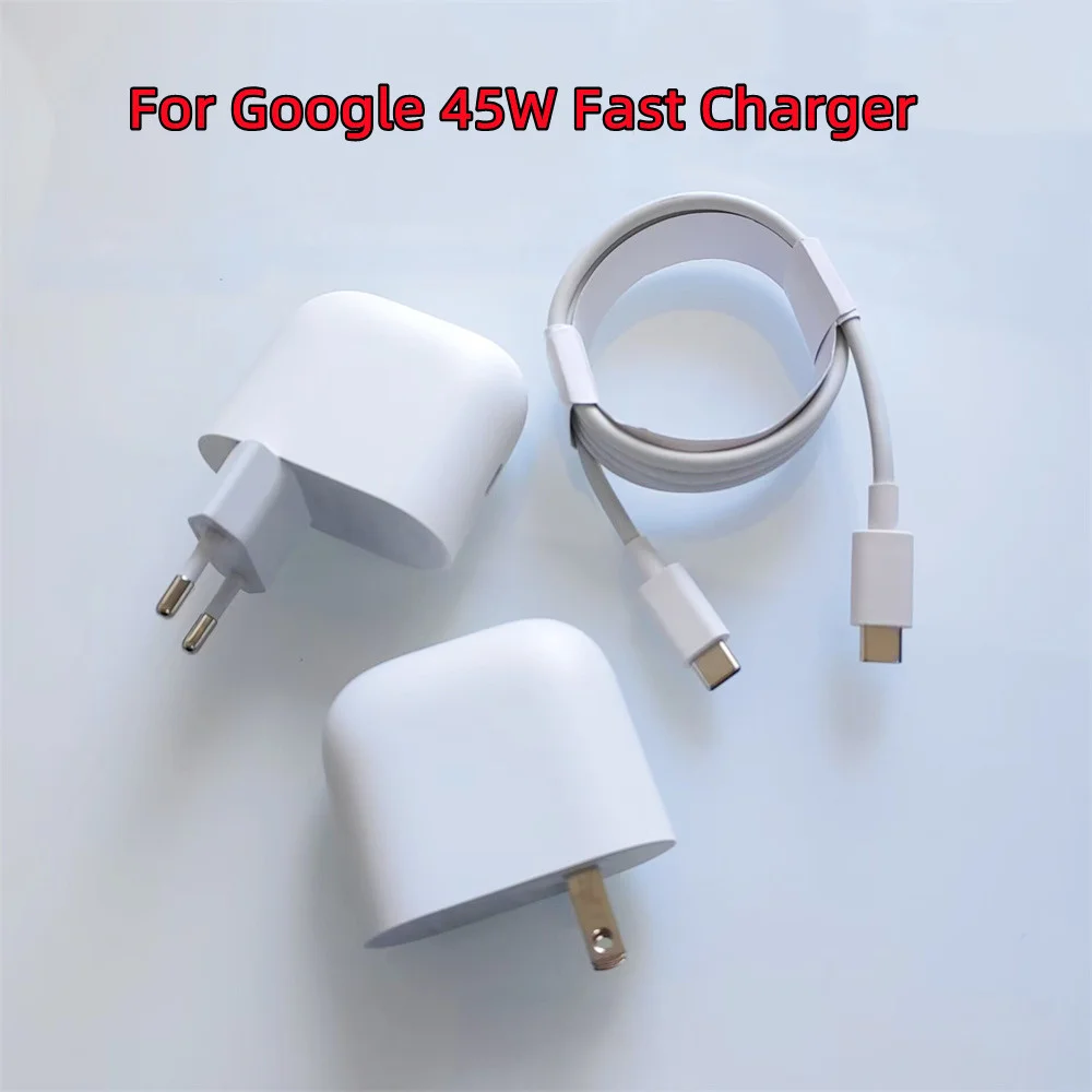 45W Pd Charger For Google UK/EU/US Fast Charging Power Adapter USB C To Type C Cable For Pixel 11 10 9 Pro XL  Fold XL 8 7 6 Pro