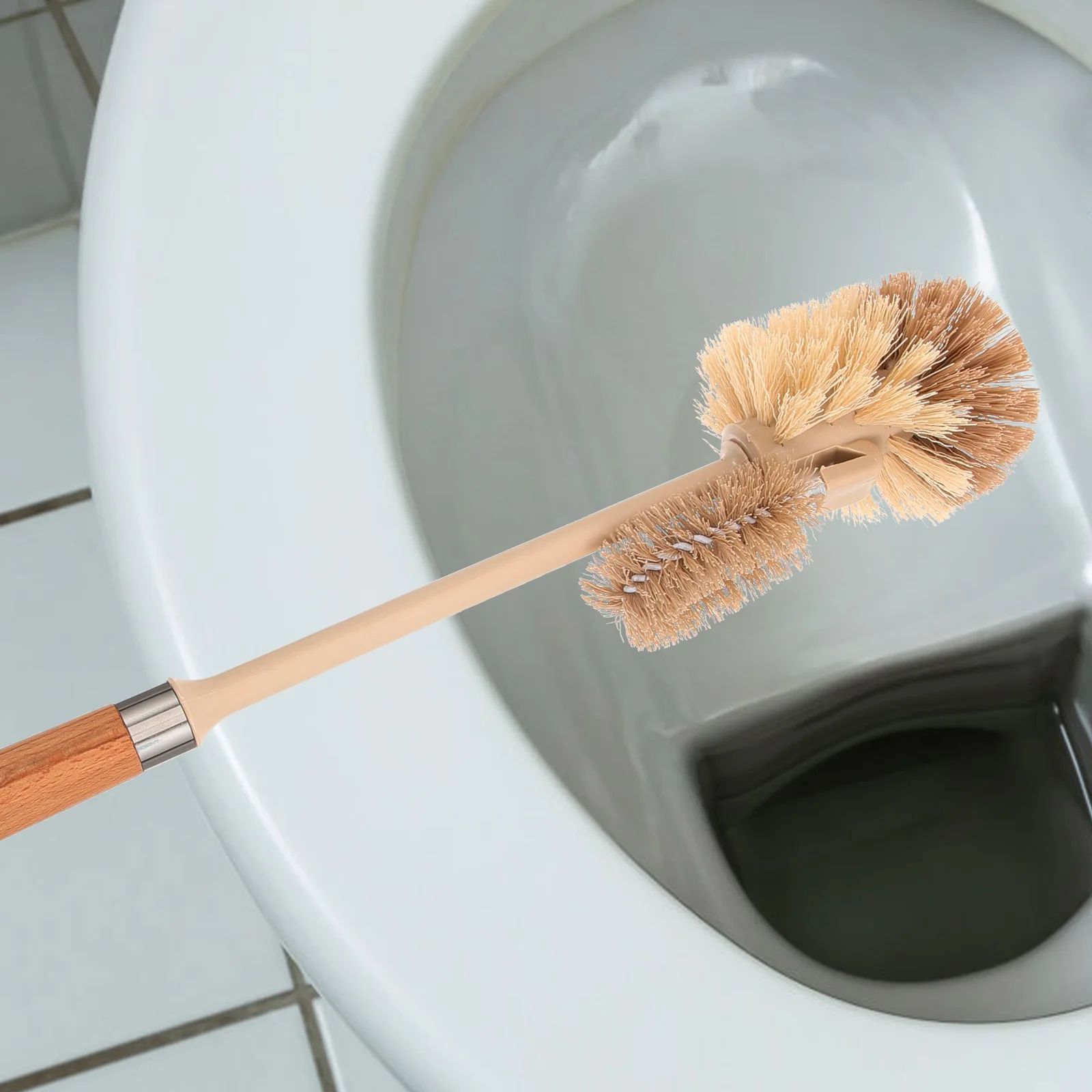 

Toilet Brush Long Handle Bathroom Cleaning Tool Wood Pp Stainless Steel Bristles Hanging Bowl Scrubber For Home Hotel