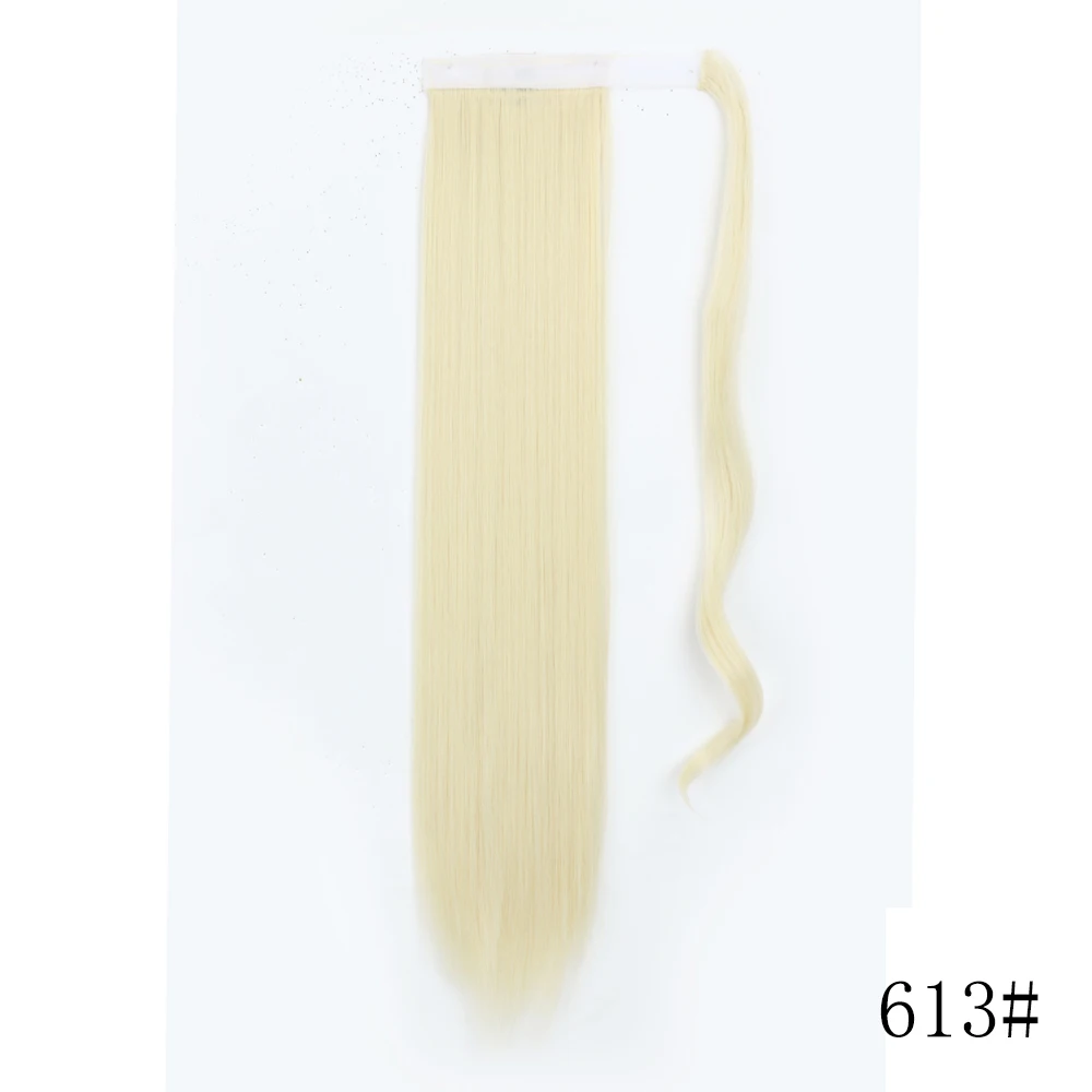 LISI GIRL Kunsthaar 22''34'' Langer, gerader Pferdeschwanz zum Umwickeln, Clip-in-Haarverlängerungen, schwarzes Haarteil, Kopfbedeckung