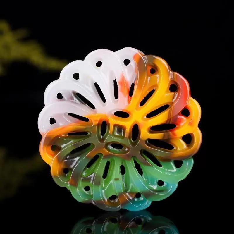 

Colorful Jade Time Running Pendant Blue Jade Hollow Pendant Spinach Green Good Luck Pendant Gift for Family Gift for Children