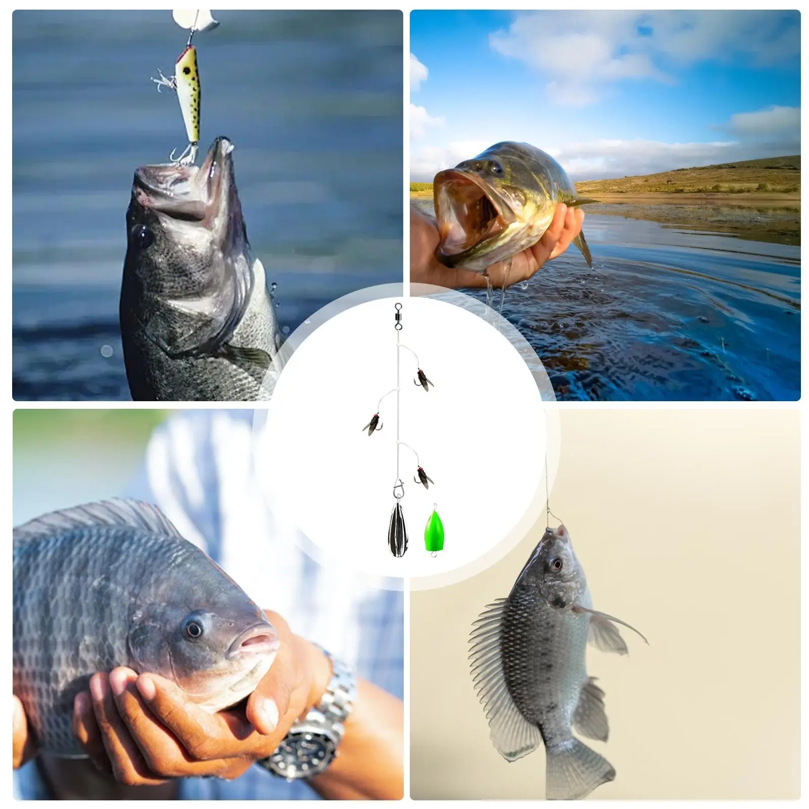 Multi-Haken Künstliches Fliegenfischen-Köderset 3D Biomimetischer Fliegenfischen-Köder Schnellangriff-Fliegenköder Manuelles Köderset für Verschiedene Fische – Detail 7