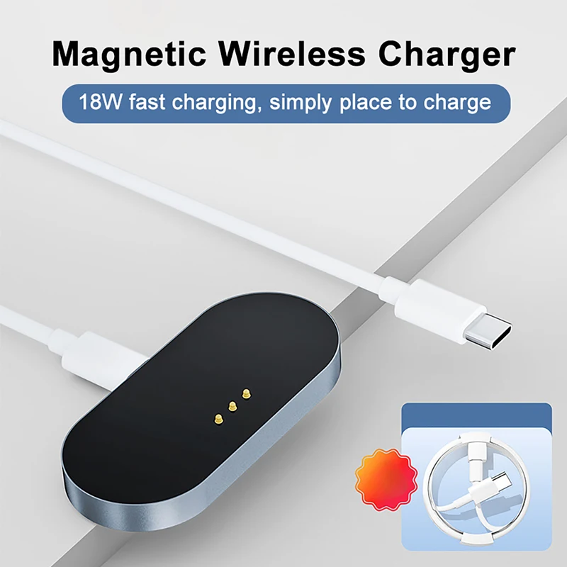 Magnetic Wireless Charger for iPad Pro/Air 18W (Max) Fast Charging with 1m Cable Type-C Port Smart Connector Charger for iPad