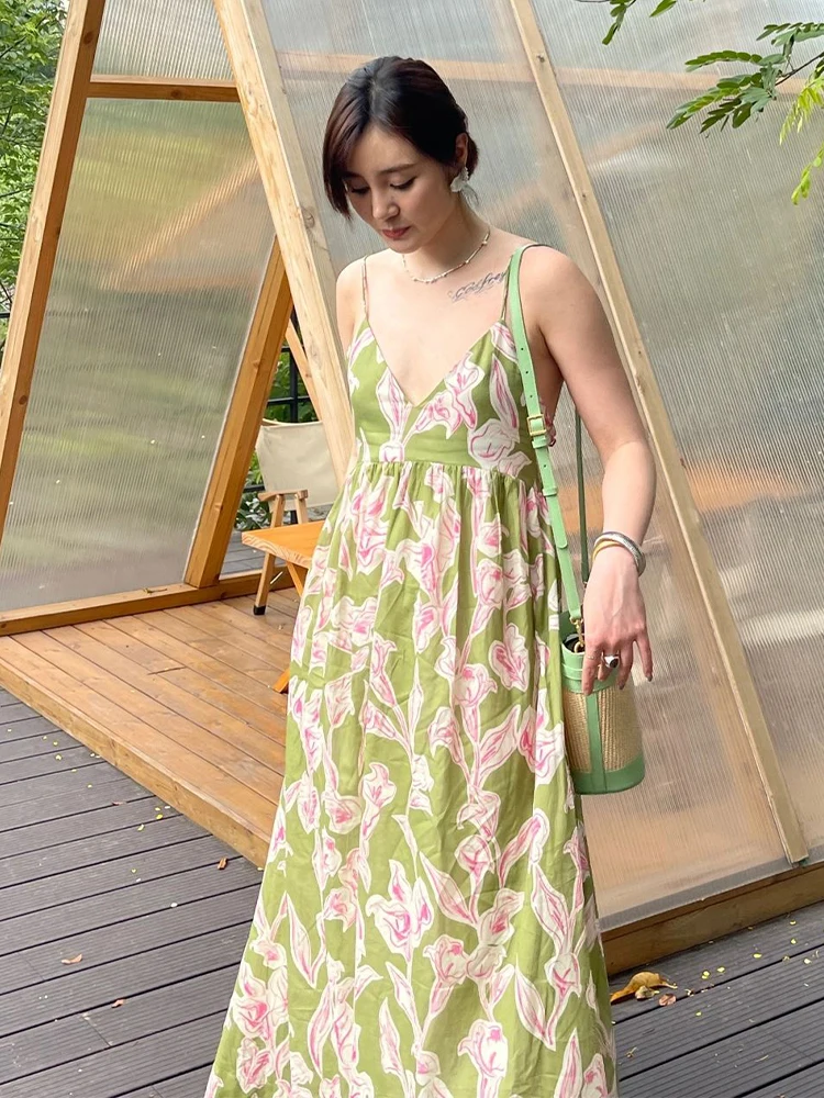 엘레 바이온 플로럴 프린트 오프숄더 스트랩 드 여성용 여름 하이웨이스트 A라인 가운 럭셔리 경량 드