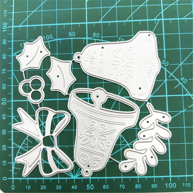 Troqueles corte en relieve con lazo Navidad, troqueles en relieve con campanas Navidad para hacer tarjetas, para
