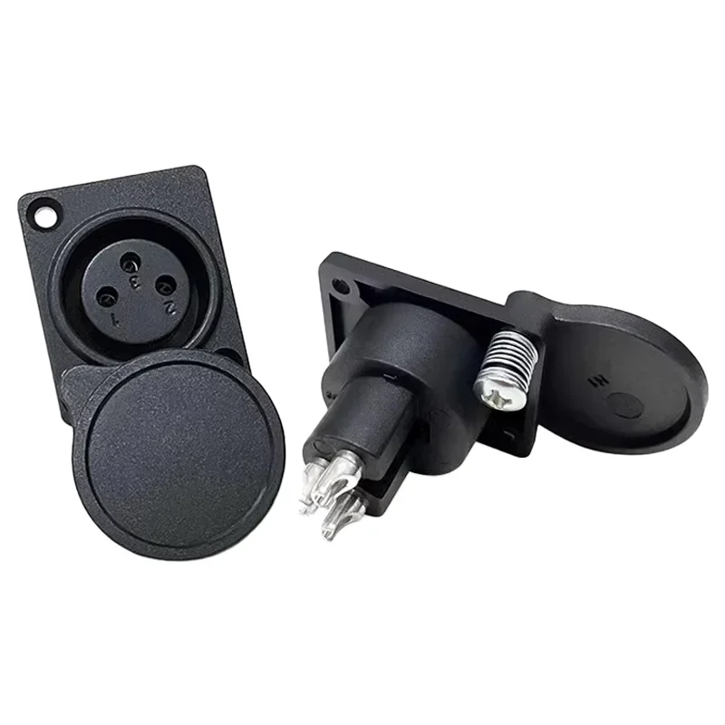 XLR Female Panel Mount Socket with Dust Cover 3 Pin Nickel Plated Audio Connector for Microphone Mixer - view 3