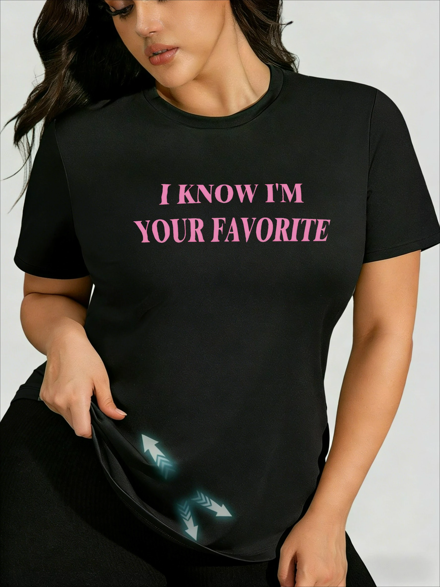 

Sweet & Sassy American Style Letter T-Shirt! Women's Plus Size T-Shirt, Sweet Cool Sexy Versatile Trendy Top