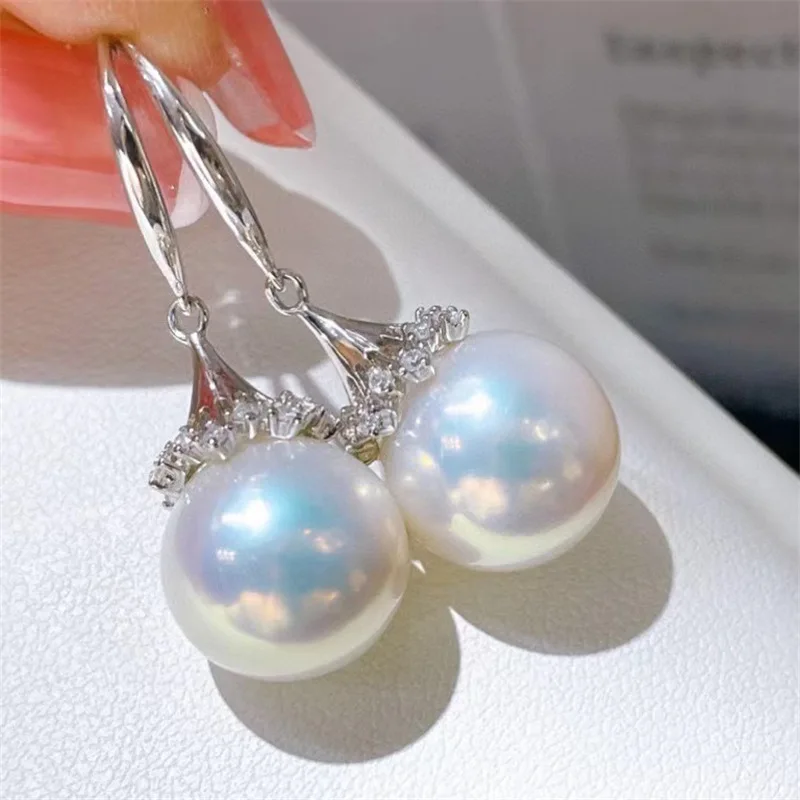 mini huge AAA 8-9mm 10-11mm 11-12mm 12-13mm 13-14mm Japan akoya round Pearl  Earrings 925s