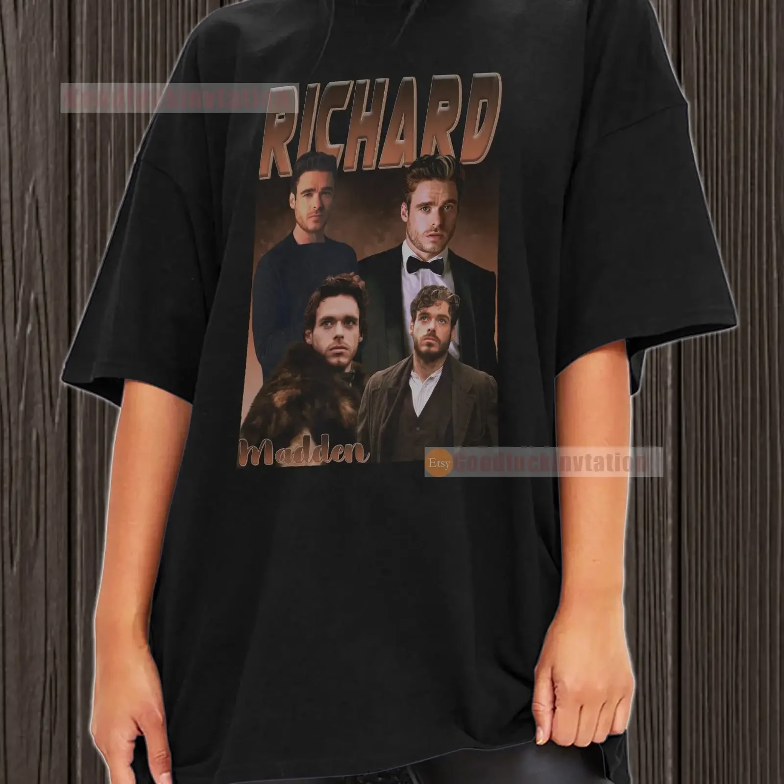 Richard Madden T Shirt Cotton Vintage 90 amp 39 s Crewneck vintage Washed Breathable Soft homme graphic Casual designer clothes
