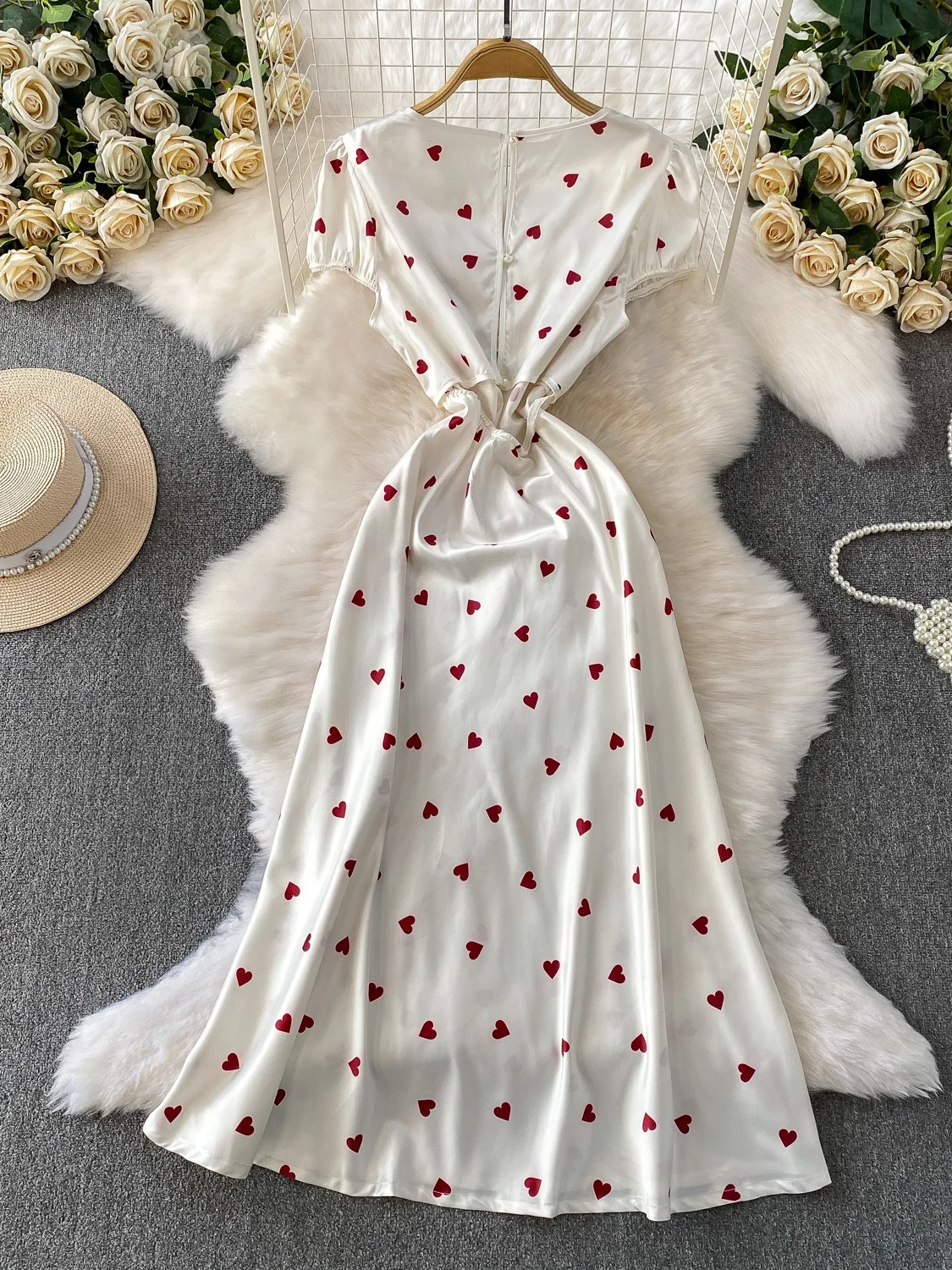 Ele Long Dr المرأة مثير الدانتيل تقليم V-Ne ort Sve الساتان طباعة عالية الخصر ألف خط دكتور الصيف Faion Dr