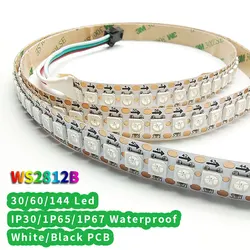 Светодиодная лента WS2812B, отдельно Адресуемая Пиксельная смарт-лента WS2812 RGB, черная/белая, водонепроницаемая IP30/65/67, 1-5 м, 5 В