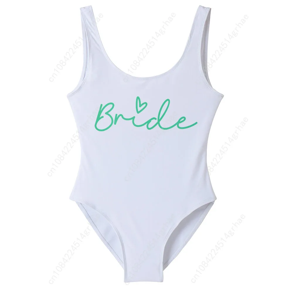 2025 New S-3XL Team Bride One-Piece Swimsuit Woman Green Swimwear Hen Bachelorette Party Swimsuits Beachwear Bridal Bathing Suit