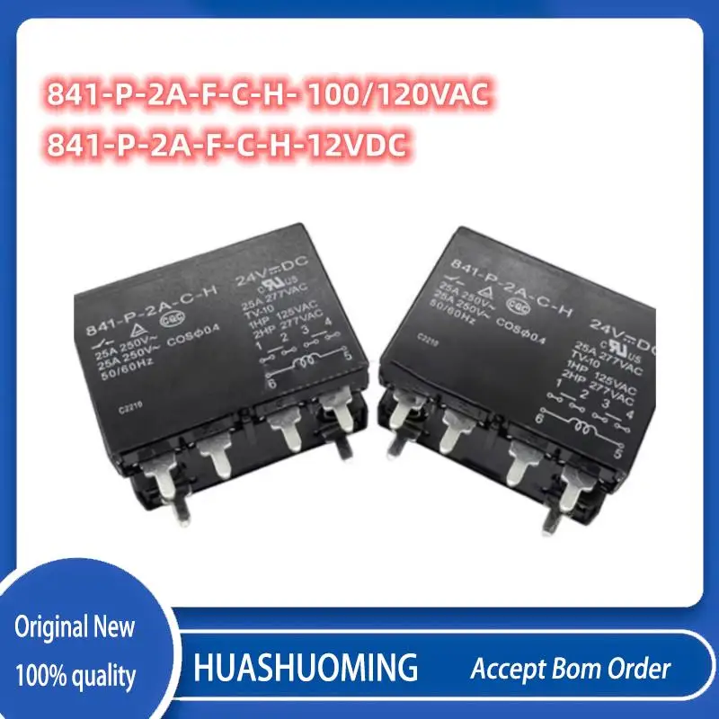 

2Pcs/LOT New 841-P-2A-C 841-P-2A-F-C 841-P-2A 841-P-2A-F-C-H-12VDC 100/120VAC 6PINS 25A