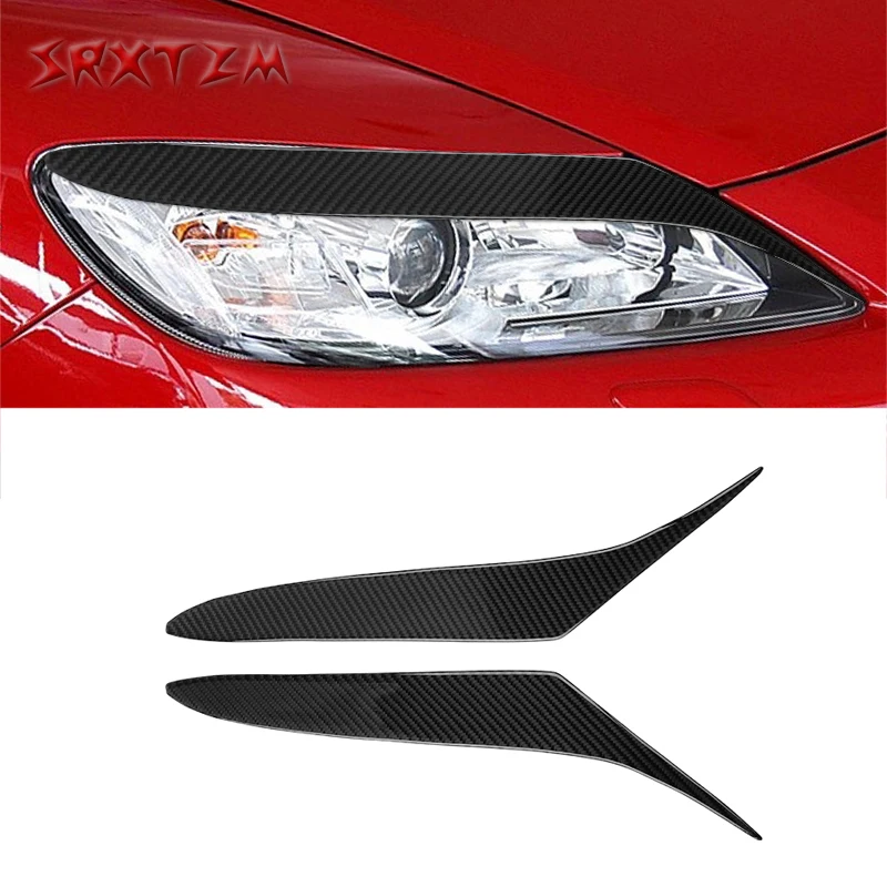 Car Carbon Fiber Headlight Eyebrow Stickers Cover Mask Decoration For Mazda RX8 RX-8 SE3P JM1FE 2004-2008 Auto Light Accessorie