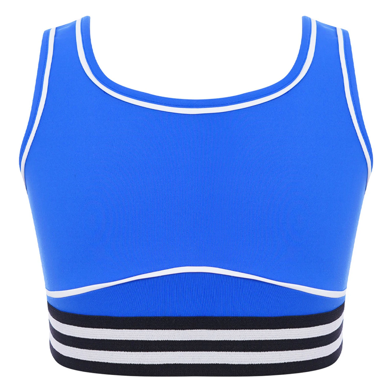 أطفال سترة رياضية للفتيات اليوغا رياضة الجري تجريب الملابس مخطط مرونة هيم سترة رياضية U-الظهر أكمام المحاصيل تانك القمم #3