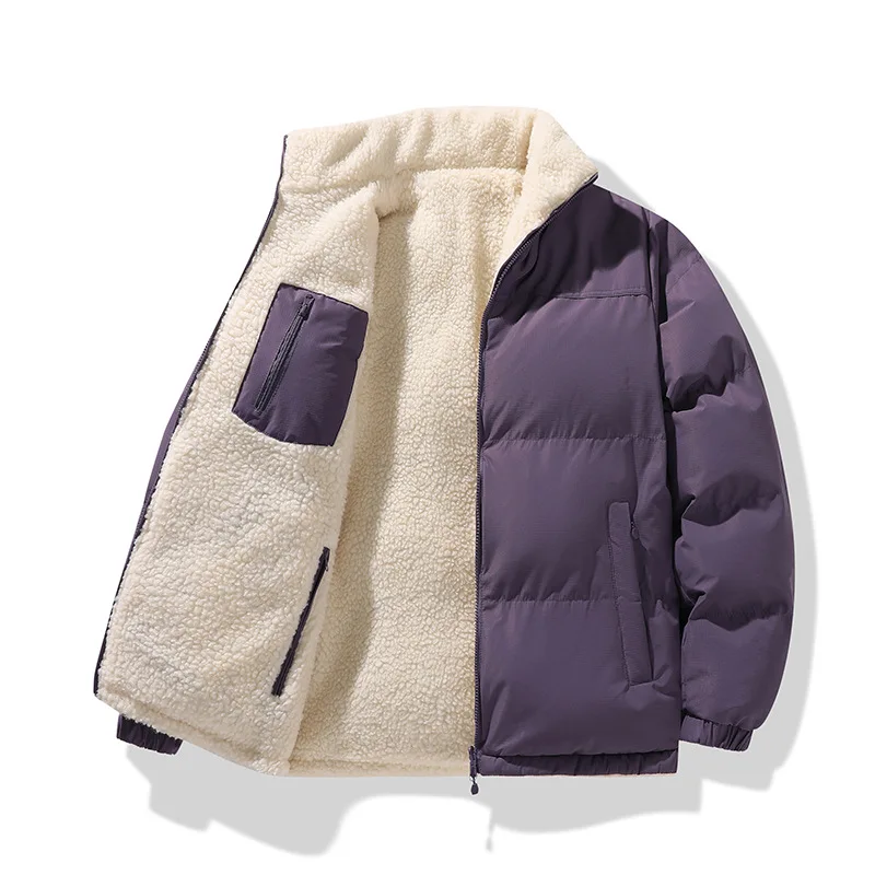 Design double face 2025 Nuovo cappotto in cotone di lana di agnello per uomo e donna Top casual da esterno caldo e spesso alla moda per coppie