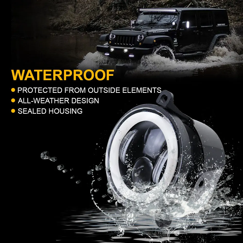 LED Fog Light For Toyota Honda Mitsubishi Mazda Lexus Auto Car Fog Lamp 8000LM 65W For Jeep Wrangler JK LED FogLights 12V