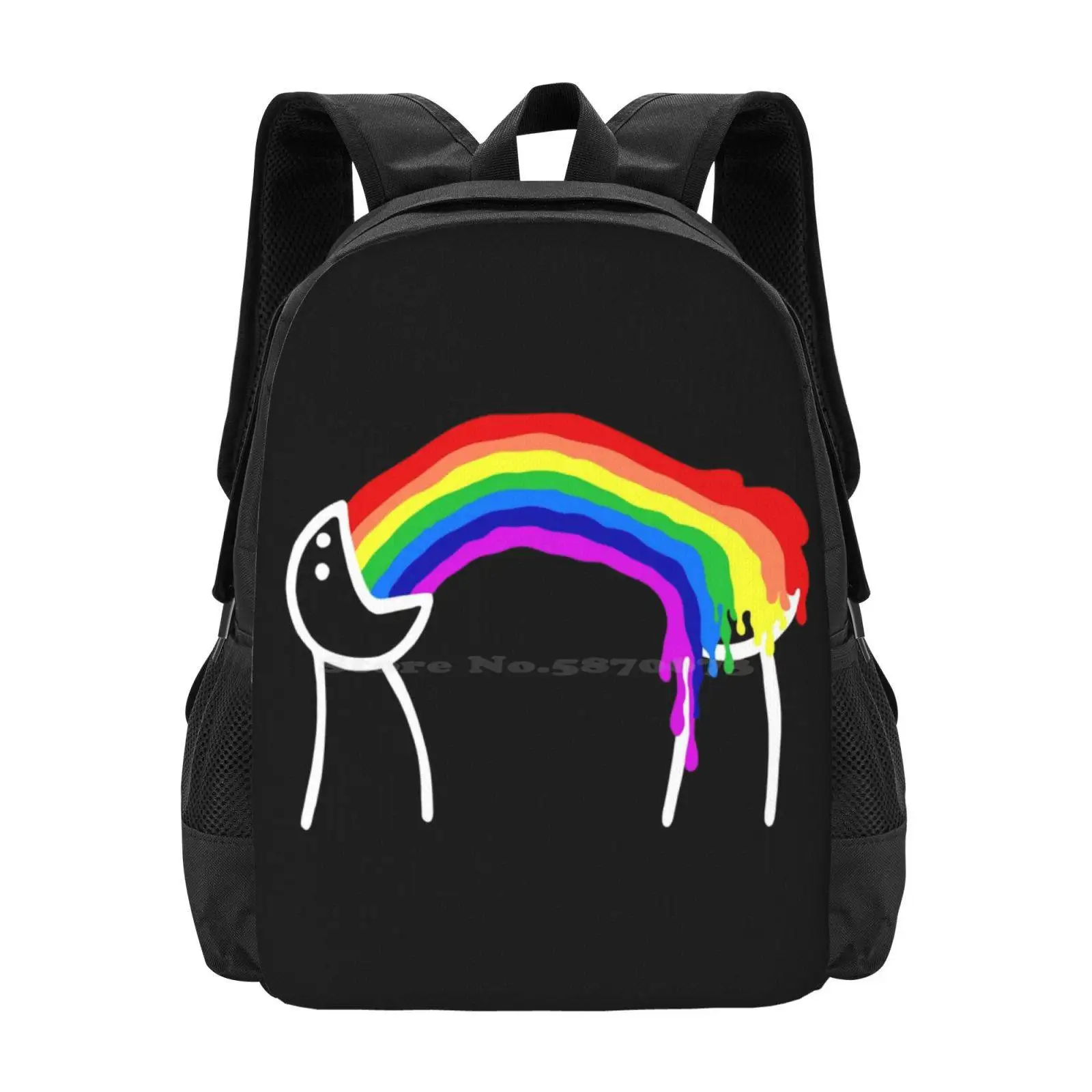 Rainbow Puke Hot Sale Schoolbag Backpack Fashion Bags Rainbow Puke Positivity Bliss Happiness Stick Figure I Vomit Rainbow