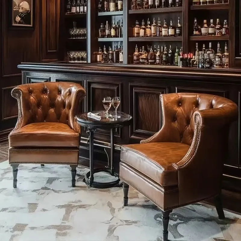 

Retro Cigar Bar Sofa American Tiger Single Cigar Room Seat