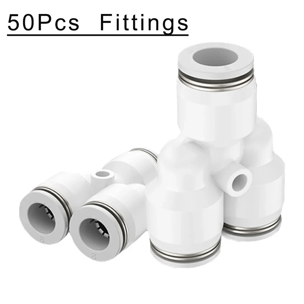 50Pcs  PY PW Pneumatic Quick Connect Tee Y Joint 4mm 6mm 8mm 10mm 12mm 14mm 16mm Pipe Air Pipe PU Hose Plastic Joint