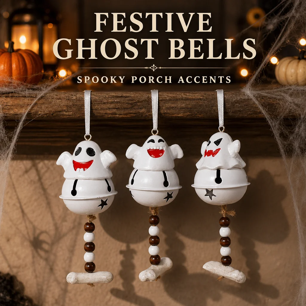 Halloween Decorations Creative Fun Resin Ghost Bell Wind Chime Hanging Ornament Halloween Door Hanging