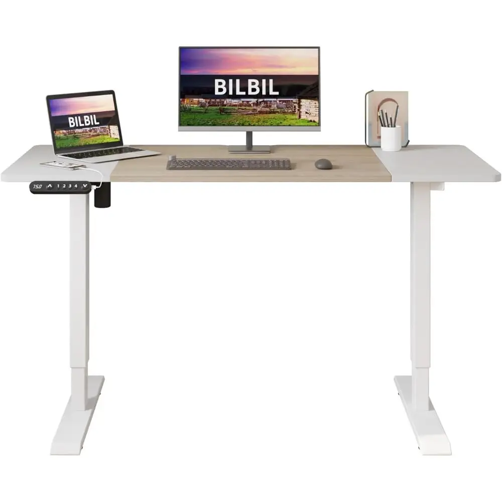 

Height Adjustable Electric Standing Desk, 55 x 24 Inches Sit Stand up or Work Oice Home, Ergonomic Computer Table with Memory Pr