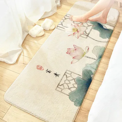 

Chinese Thick Rectangular Flower Carpet, Non-Slip Bedroom Mat, New