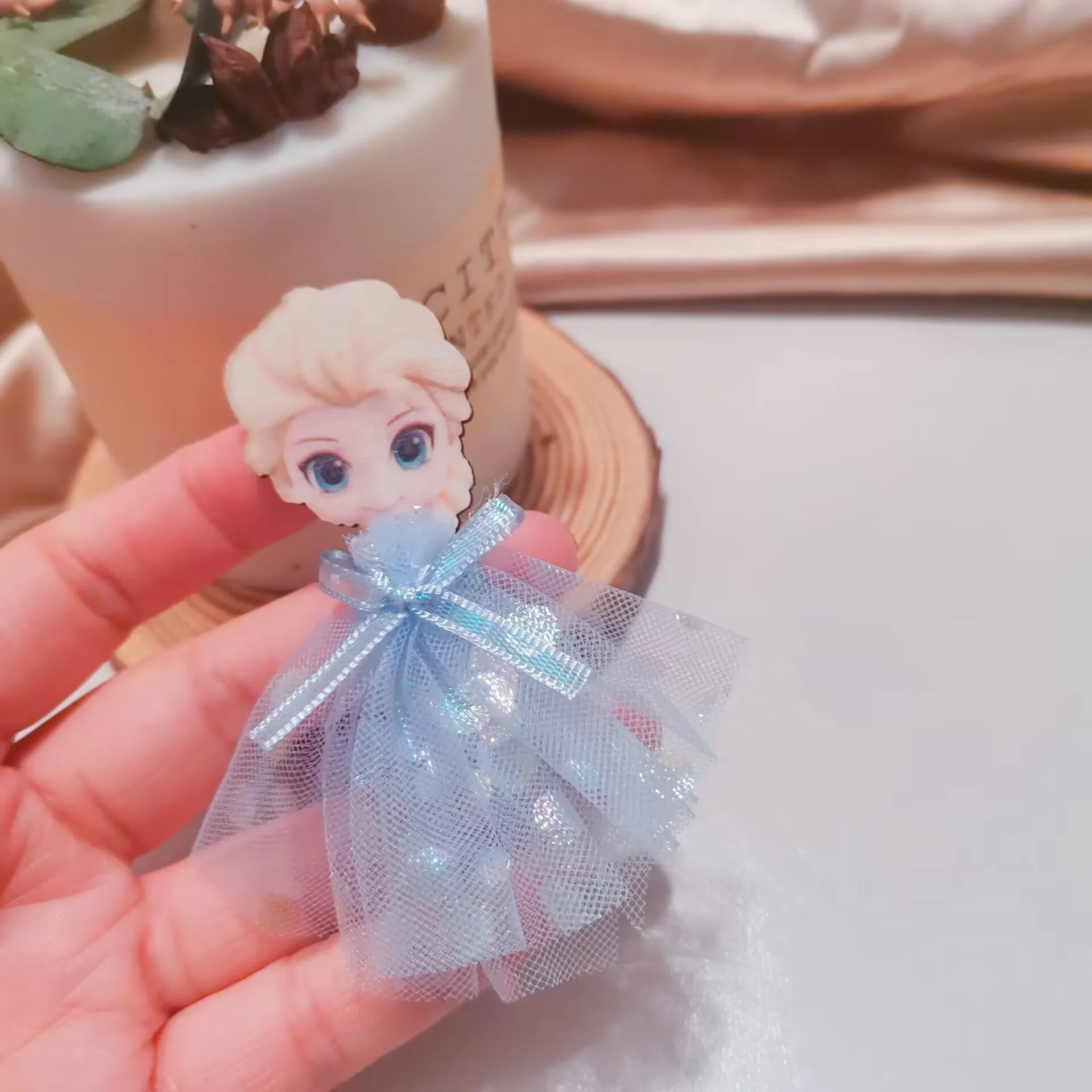 10Pcs/lot Gauze dress cute cartoon princess Padded Patches Appliques For Clothes Sewing Supplies DIY Hair Decoration