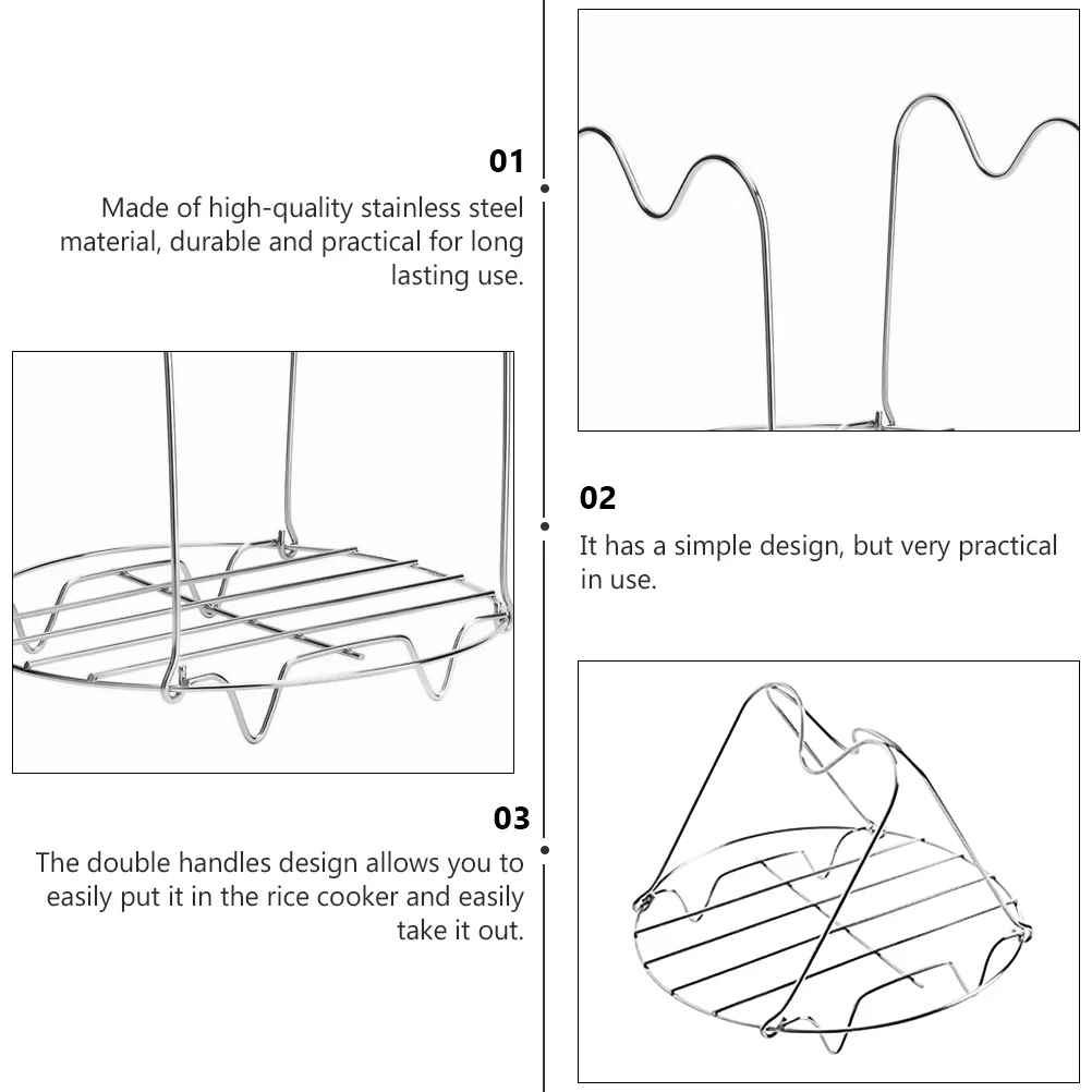 

Stainless Steel Steamer Basket Practical Double Handles Food Steaming Rack Kitchen Supplies Cooking Utensils