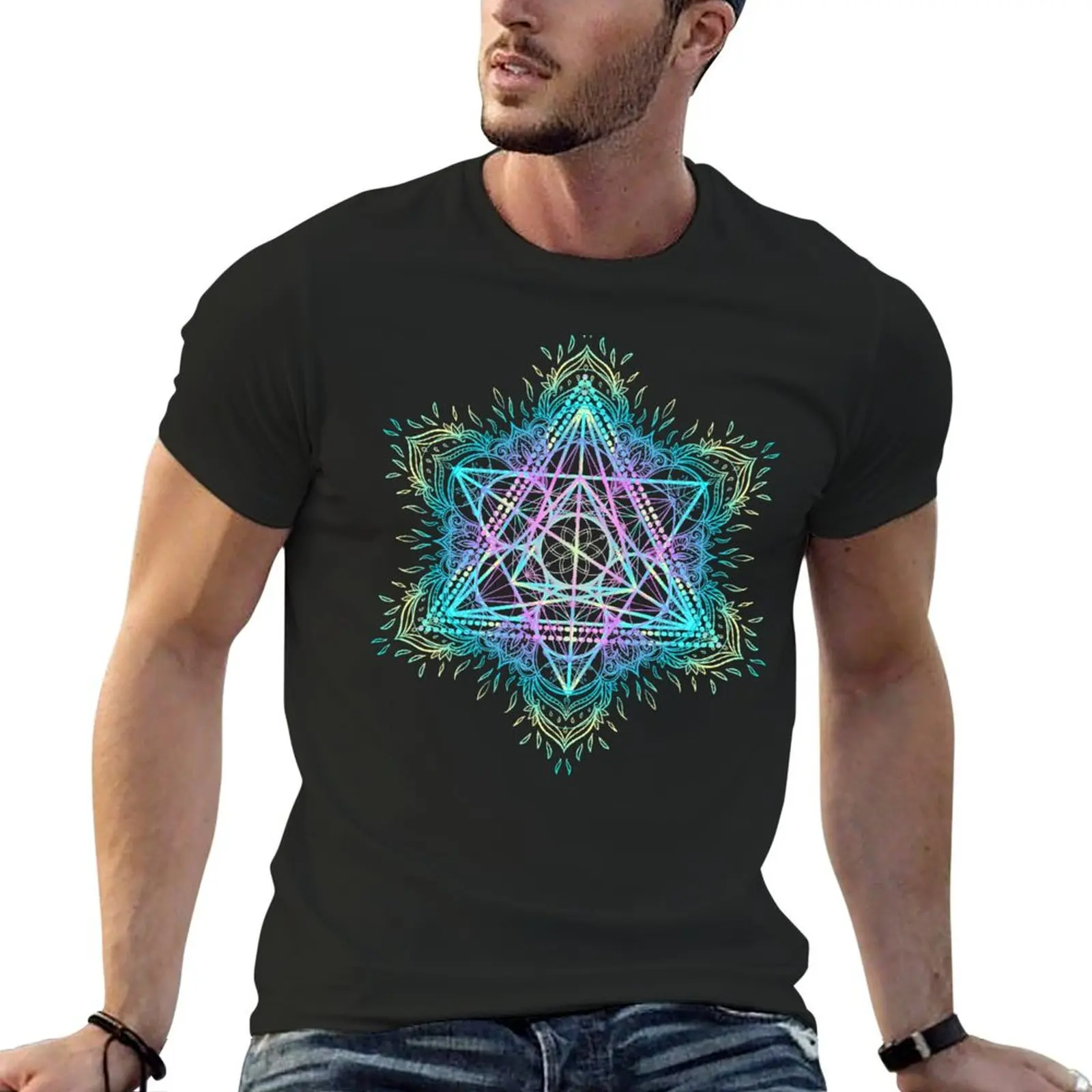 

Flower of Life in Mandala T-Shirt vintage clothes for a boy korean fashion funny t shirts men