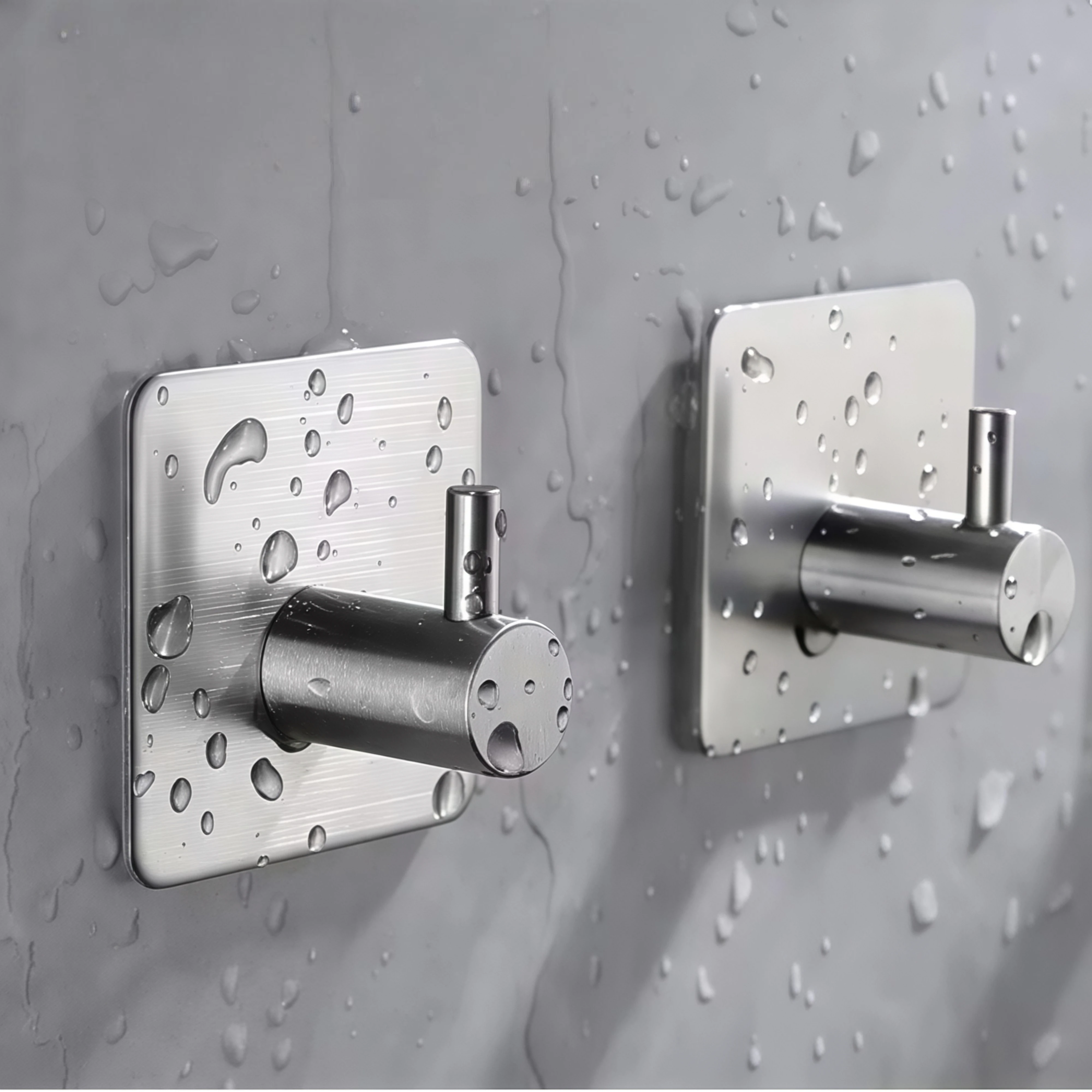4pcs Stainless Steel Self Adhesive Hooks, 3M Strong Sticky Wall Hooks, Rustproof Towel & Coat Hooks for Bathroom Kitchen