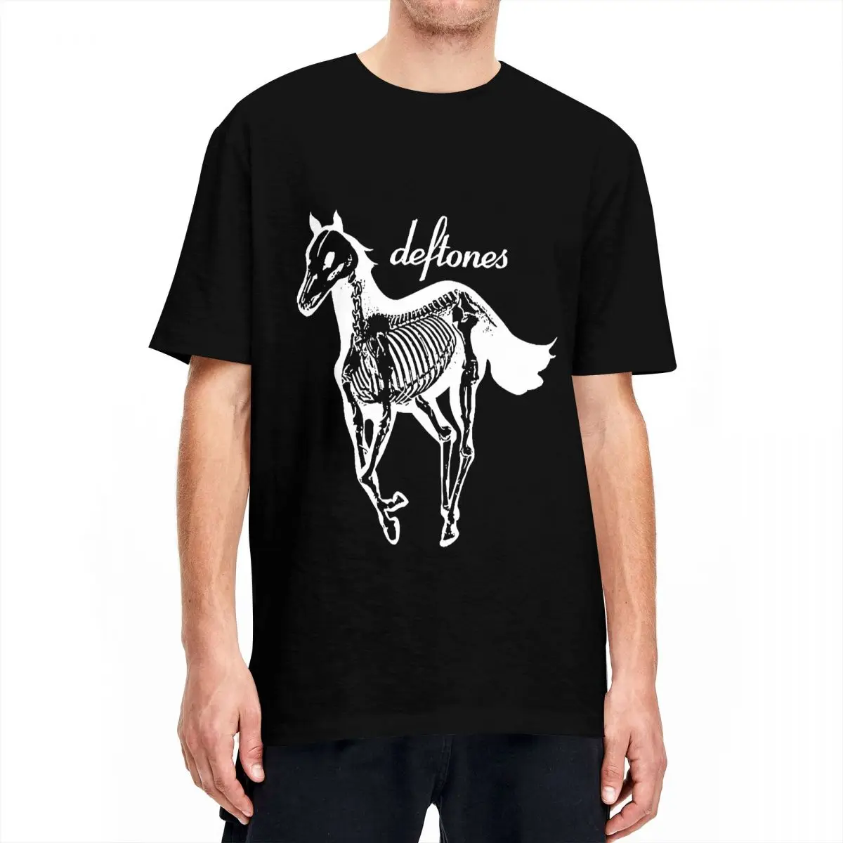 Retro Deftones White Pony Tshirts Men\'s O-neck Short Sleeve Tops 100%Cotton Tops