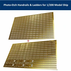 For 1/200 Scale Warship Model Universal Etched Railing, Metal Photo-etched Handrail and Ladder, Model Ship Upgraded Accessories