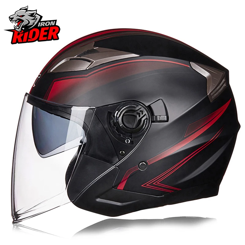 Motorcycle Helmet Half Face Double Lens Cool Casco Moto Four Seasons Men Women Street Fashion Helmet Capacete De Moto Safety