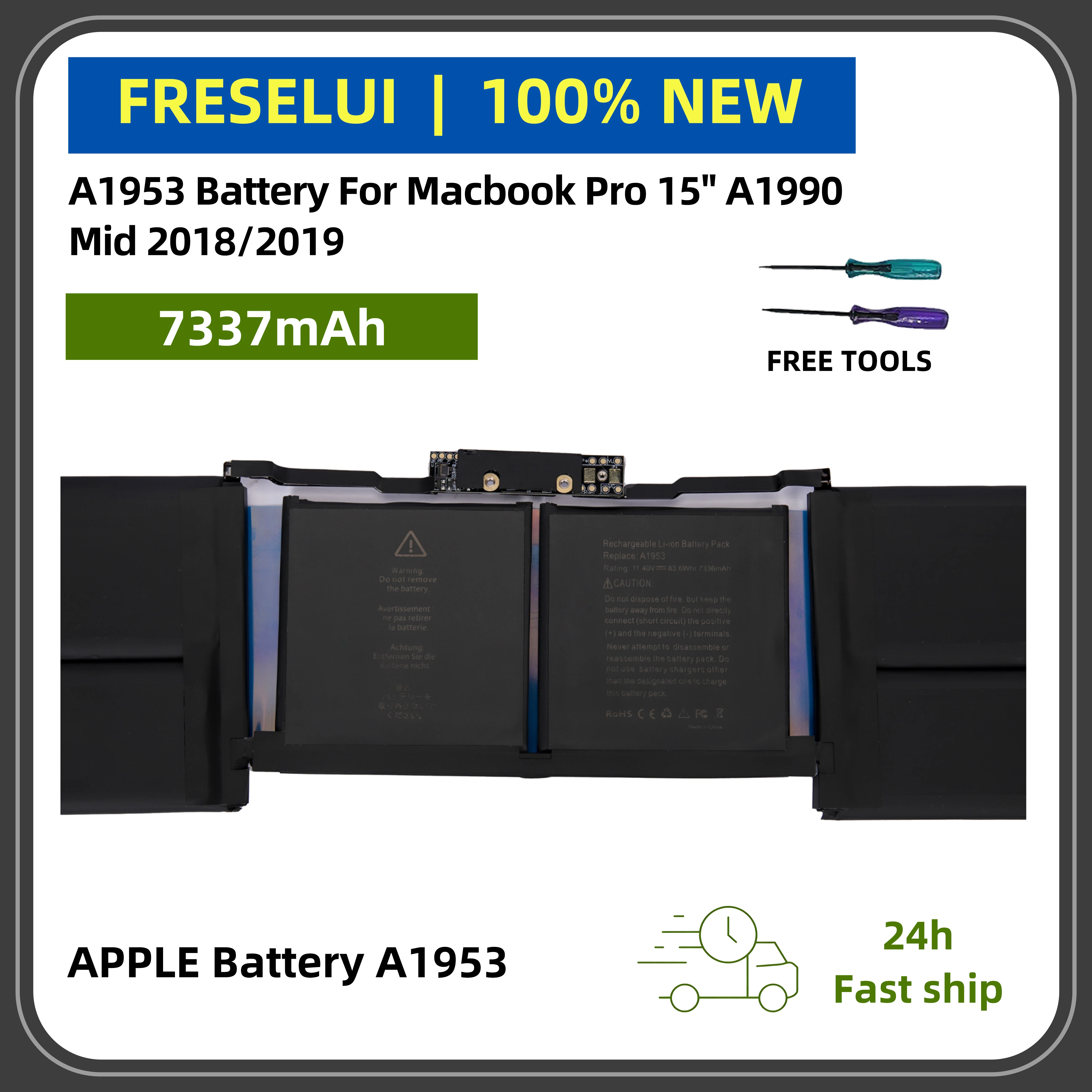 

FRLESUI | Высокопроизводительный аккумулятор A1953 для MacBook Pro 15 дюймов A1990, середина 2018/2019 | Длительный и безопасный +2-летняя гарантия
