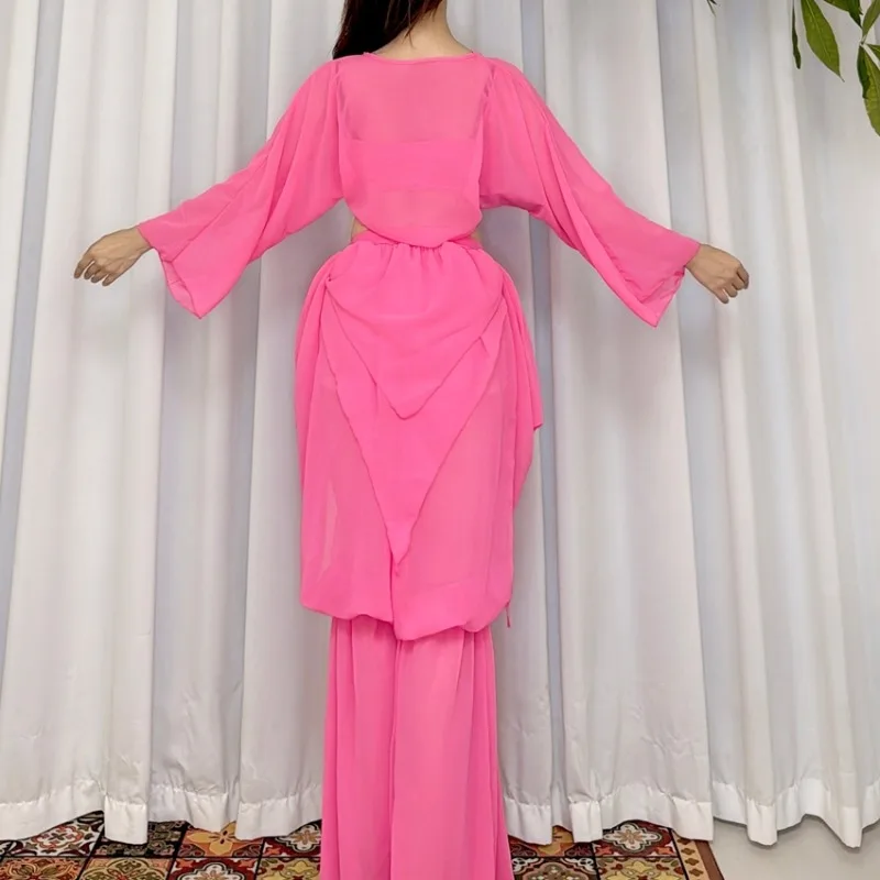 تخصيص Swegal الرقص الشرقي ممارسة زي الرقص الشرقي سحر الشيفون فانوس السراويل مجموعة أربع قطع مجموعة ممارسة الزي