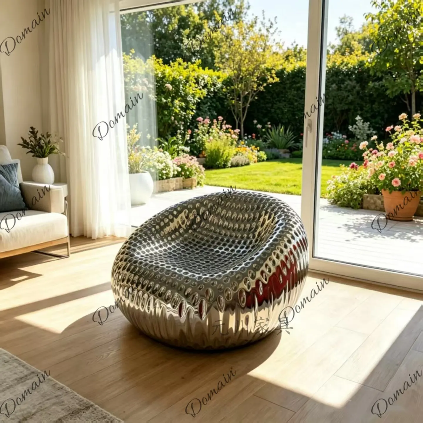 Nordic designer creative FRP electroplating single special-shaped living room sofa light luxury leisure outdoor recliner