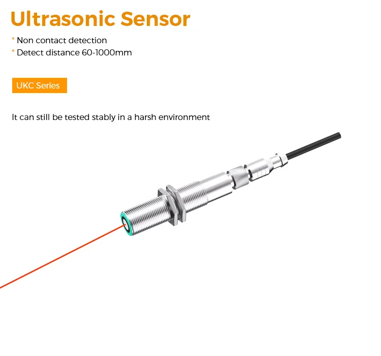 Analog Output 0-10V Sensing Distance 60-1000MM Diffuse Reflection Metal Ultrasonic Sensor