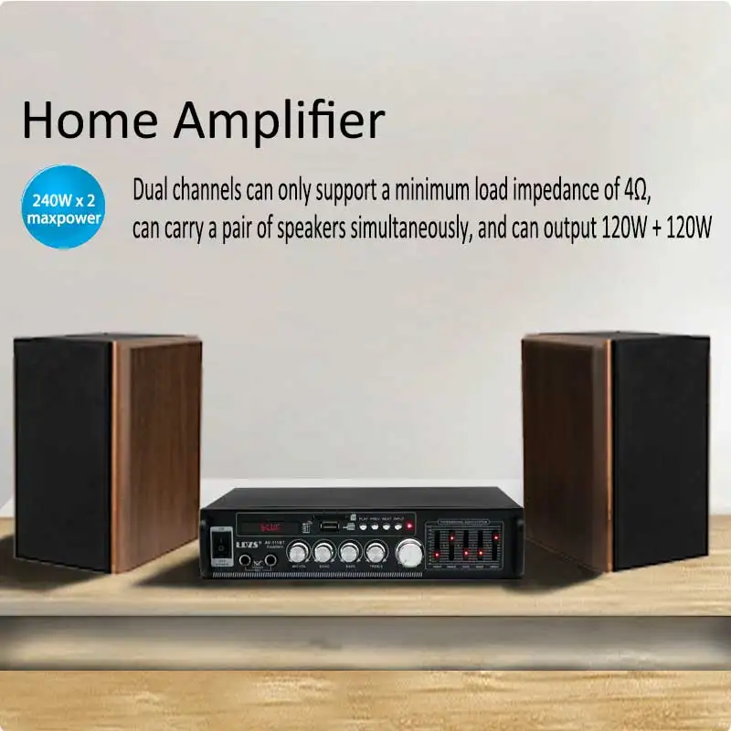 LDZS amplificatore audio di potenza domestica 120 + 120W home theater 2.0 canale 111BT amplificatore digitale stereo DC 12V/AC 220-240V USB FM