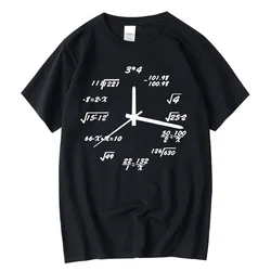 Men's T-shirt Cotton Blend Casual Funny Math Clock Print Summer Loose O-neck T Shirt for Men Short Sleeve T-shirt Male Tops