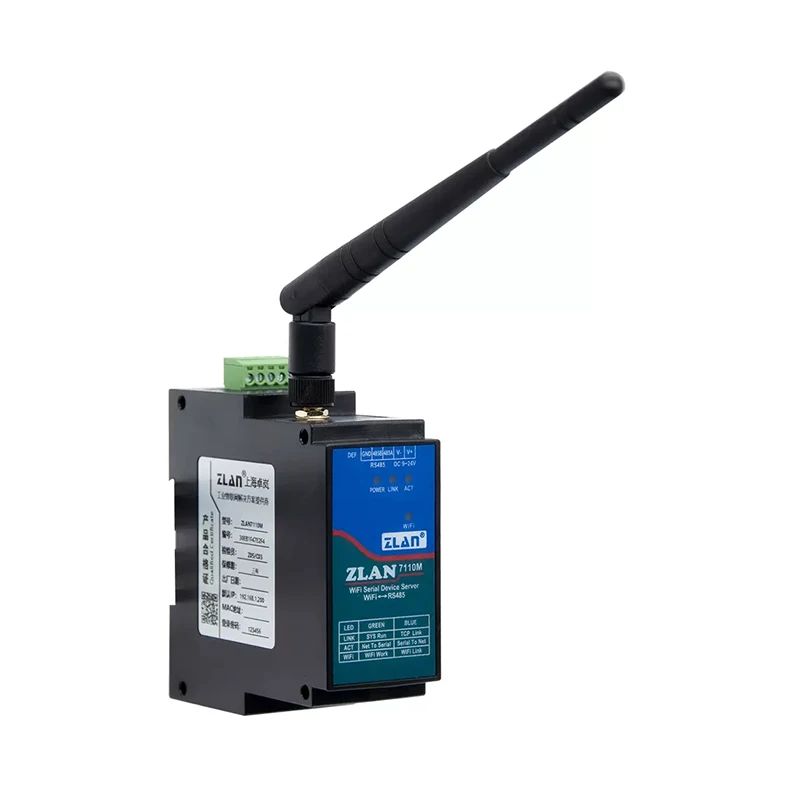 Puerto serie de Riel Din RS485 a dispositivo convertidor WiFi, servidor IOT ZLAN7110M, compatible con Modbus MQTT JSON