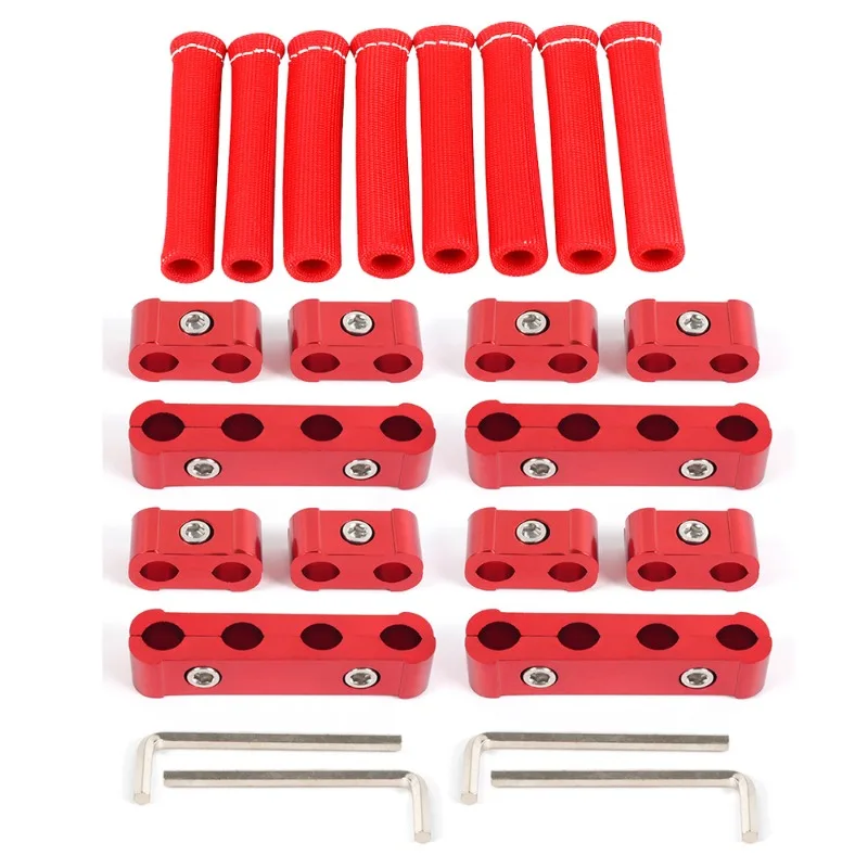 4-Hole Aluminum Spark Plug Wire Separator Ignition Cable Clamp 7mm-10mm Car Modification Universal