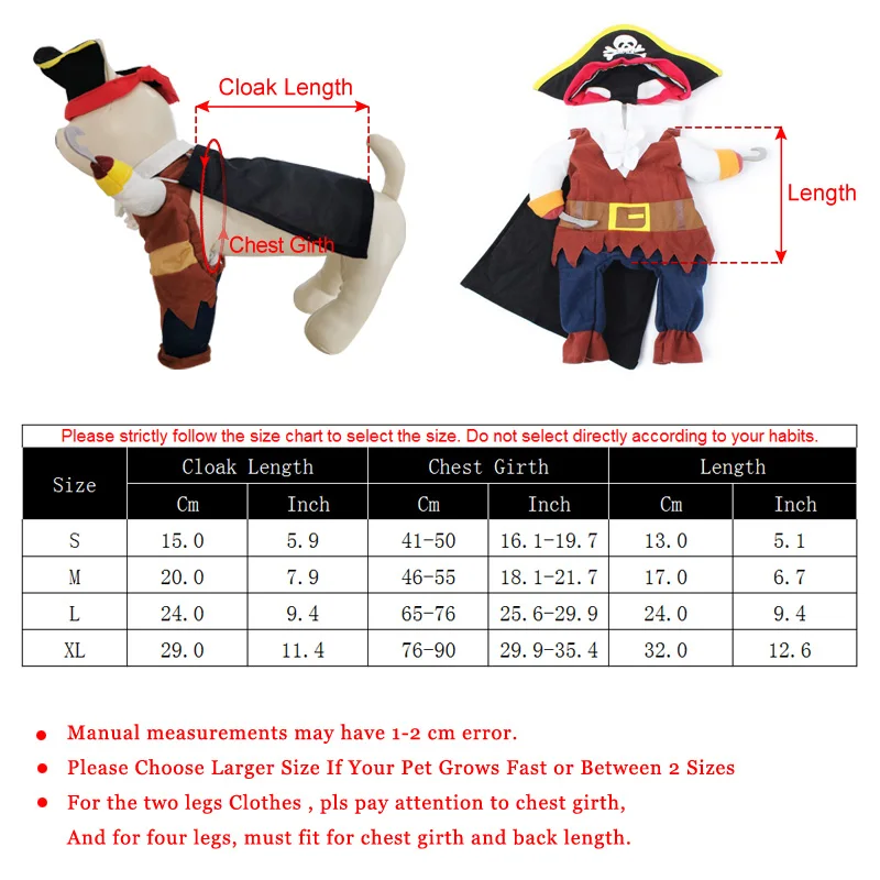 Funny Cat Costumes Pirate Suit Cat Clothes Kitty Kitten Corsair Halloween Costume Puppy Suits Dressing Up Party Clothes for Cat