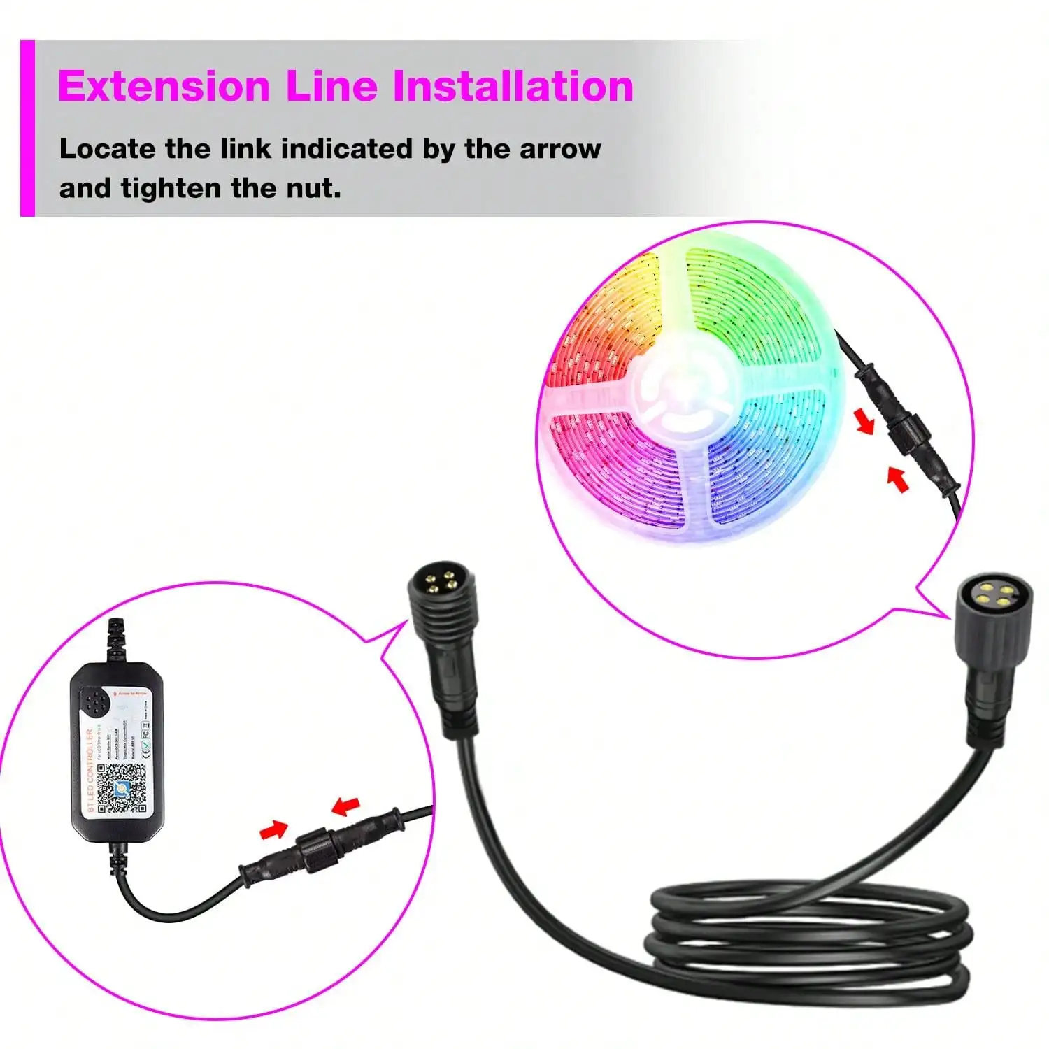 9.8FT Boat Light Extension Cable Wire Cord- 22AWG 4-Core Wire, For 5050 Outdoor RGB Strip Lights, RV, Marine Lighting (1)