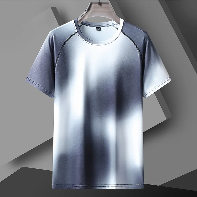 

Gradient Ice Silk Couple T-shirt Summer Thin Trendy Brand Loose Large Size Quick-drying Short-sleeved Casual Short-sleeved