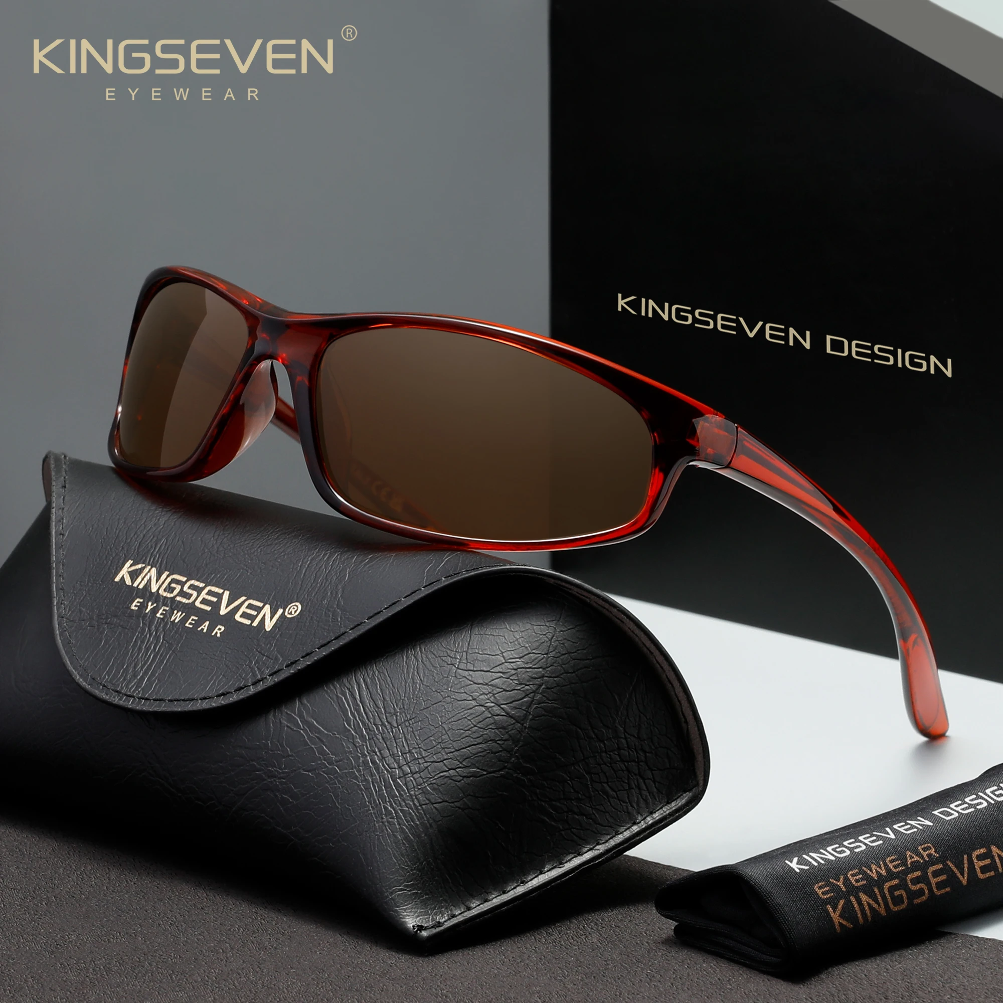 KINGSEVEN Neue Outdoor-Sport-Sonnenbrille für Herren und Damen, polarisiert, UV400, für Fahrradfahren, modische Brille, Angelbrillengestelle